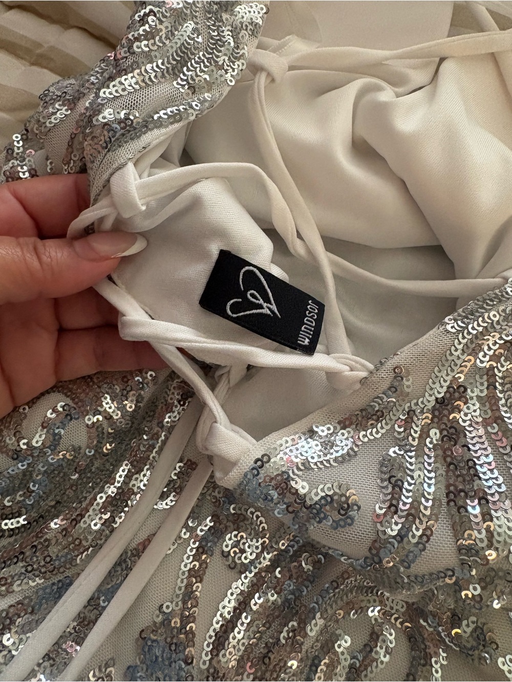 Windsor Strapless Silver Sequin Embellished Dress - Picture 3 of 4